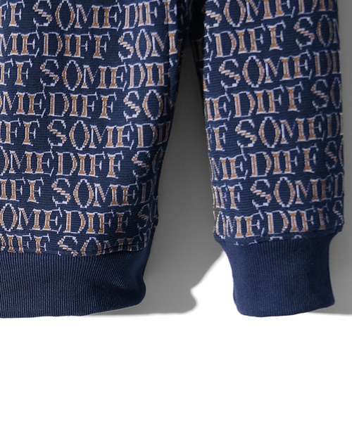 SOMEDIFF（サムディフ）の「【SOMEDIFF】総柄ジャガードフルジップパーカー メンズ（パーカー・メンズ・ホワイト/ネイビー・M/L/XL）」の10枚目の写真