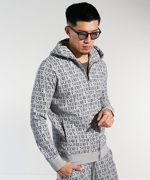 SOMEDIFF（サムディフ）の「【SOMEDIFF】総柄ジャガードフルジップパーカー メンズ（パーカー・メンズ・ホワイト/ネイビー・M/L/XL）」の19枚目の写真