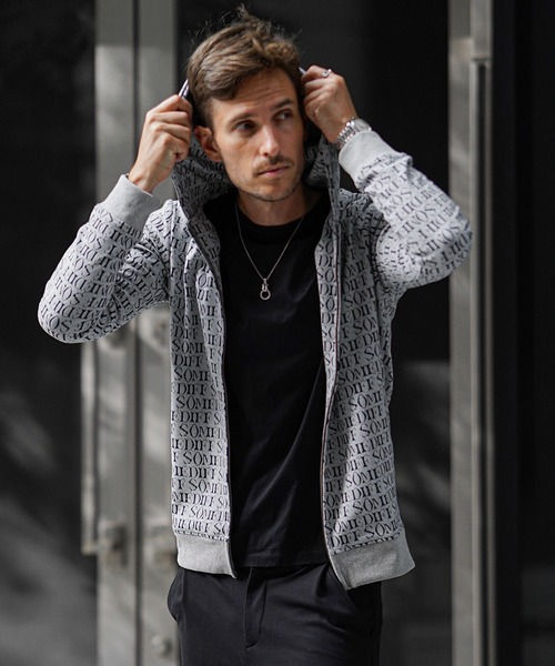 SOMEDIFF（サムディフ）の「【SOMEDIFF】総柄ジャガードフルジップパーカー メンズ（パーカー・メンズ・ホワイト/ネイビー・M/L/XL）」の15枚目の写真