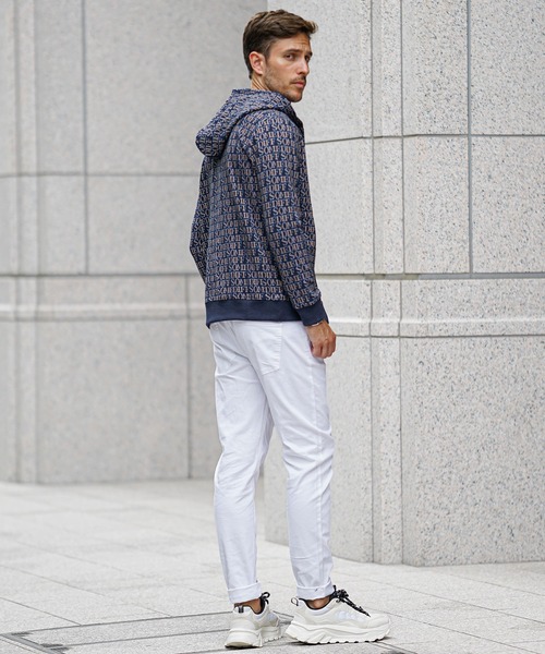 SOMEDIFF（サムディフ）の「【SOMEDIFF】総柄ジャガードフルジップパーカー メンズ（パーカー・メンズ・ホワイト/ネイビー・M/L/XL）」の17枚目の写真