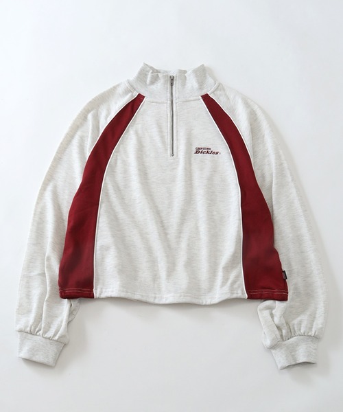 Dickies(ディッキーズ)の「【GENUINE DICKIES/ジェニュインディッキーズ】ショート丈 ハーフジップ プルオーバー(スウェット・レディース・サックスブルー/ブラック/オートミール・L/M)」の2枚目の写真