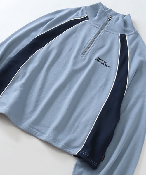 Dickies(ディッキーズ)の「【GENUINE DICKIES/ジェニュインディッキーズ】ショート丈 ハーフジップ プルオーバー(スウェット・レディース・サックスブルー/ブラック/オートミール・L/M)」の7枚目の写真