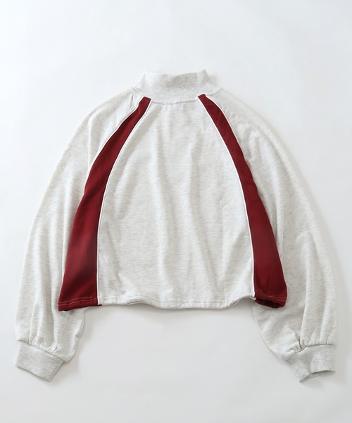 Dickies(ディッキーズ)の「【GENUINE DICKIES/ジェニュインディッキーズ】ショート丈 ハーフジップ プルオーバー(スウェット・レディース・サックスブルー/ブラック/オートミール・L/M)」の4枚目の写真