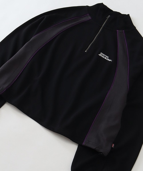 Dickies(ディッキーズ)の「【GENUINE DICKIES/ジェニュインディッキーズ】ショート丈 ハーフジップ プルオーバー(スウェット・レディース・サックスブルー/ブラック/オートミール・L/M)」の5枚目の写真