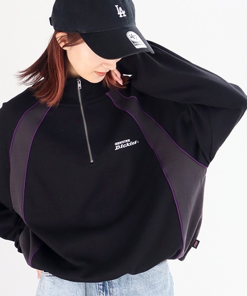 Dickies(ディッキーズ)の「【GENUINE DICKIES/ジェニュインディッキーズ】ショート丈 ハーフジップ プルオーバー(スウェット・レディース・サックスブルー/ブラック/オートミール・L/M)」の15枚目の写真