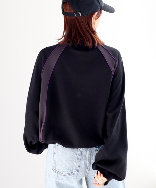Dickies(ディッキーズ)の「【GENUINE DICKIES/ジェニュインディッキーズ】ショート丈 ハーフジップ プルオーバー(スウェット・レディース・サックスブルー/ブラック/オートミール・L/M)」の18枚目の写真