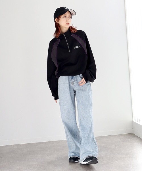 Dickies(ディッキーズ)の「【GENUINE DICKIES/ジェニュインディッキーズ】ショート丈 ハーフジップ プルオーバー(スウェット・レディース・サックスブルー/ブラック/オートミール・L/M)」の19枚目の写真