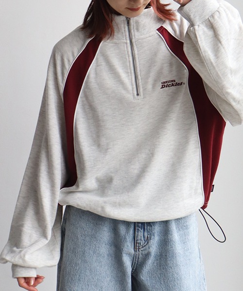 Dickies(ディッキーズ)の「【GENUINE DICKIES/ジェニュインディッキーズ】ショート丈 ハーフジップ プルオーバー(スウェット・レディース・サックスブルー/ブラック/オートミール・L/M)」の20枚目の写真