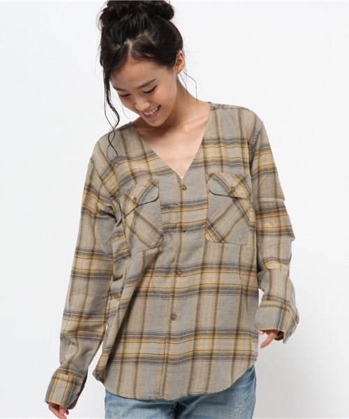 Kastane（カスタネ）の「オンブレーCHKビックシャツ（シャツ/ブラウス・レディース・マスタード/レッド/カーキ・FREE）」の17枚目の写真