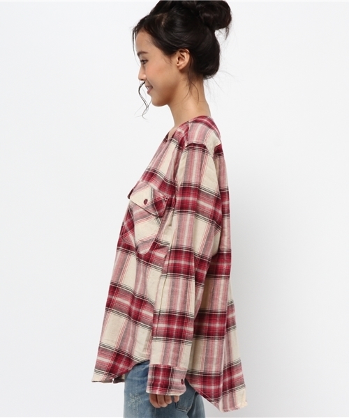 Kastane（カスタネ）の「オンブレーCHKビックシャツ（シャツ/ブラウス・レディース・マスタード/レッド/カーキ・FREE）」の10枚目の写真