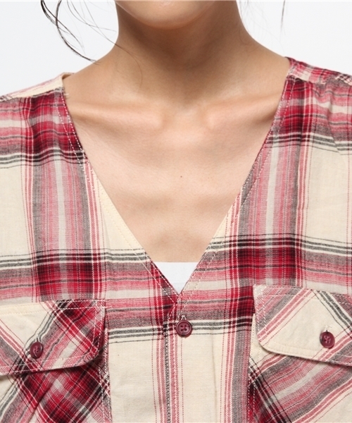 Kastane（カスタネ）の「オンブレーCHKビックシャツ（シャツ/ブラウス・レディース・マスタード/レッド/カーキ・FREE）」の12枚目の写真