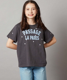 a.v.v | 【接触冷感/ジメジメ対策/毛玉になりにくい/安心の綿100％/イージーケア】[140-150]ハート刺繍＆ロゴプリントゆるTシャツ(Tシャツ/カットソー)