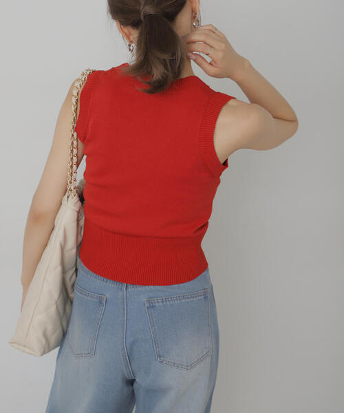 FREE'S MART（フリーズマート）の「◆Uネックノースリーブニット（ニット/セーター・レディース・ホワイト/レッド/グレー・FREE）」の12枚目の写真