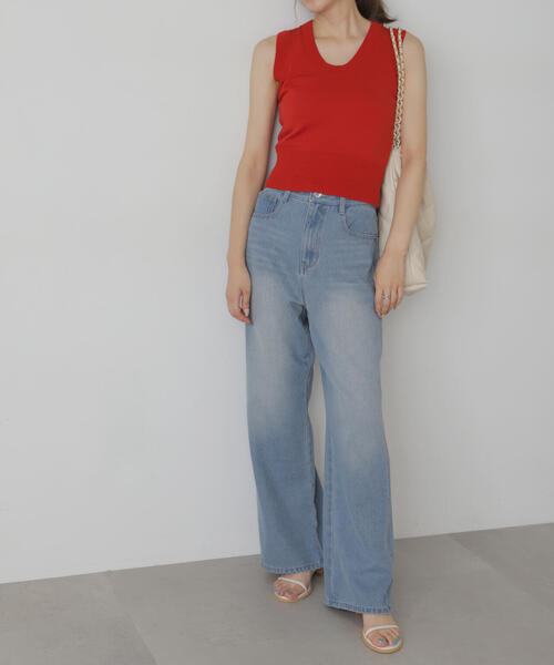 FREE'S MART（フリーズマート）の「◆Uネックノースリーブニット（ニット/セーター・レディース・ホワイト/レッド/グレー・FREE）」の9枚目の写真