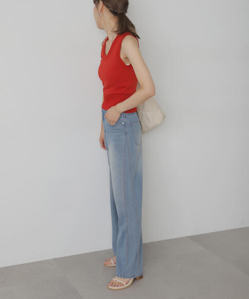 FREE'S MART（フリーズマート）の「◆Uネックノースリーブニット（ニット/セーター・レディース・ホワイト/レッド/グレー・FREE）」の8枚目の写真