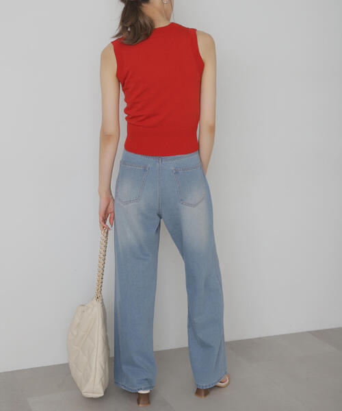 FREE'S MART（フリーズマート）の「◆Uネックノースリーブニット（ニット/セーター・レディース・ホワイト/レッド/グレー・FREE）」の6枚目の写真