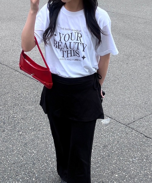 fiere(フィエール)の「韓国っぽプリント半袖Tシャツ(Tシャツ/カットソー・レディース・ホワイト・L/M/S)」の2枚目の写真