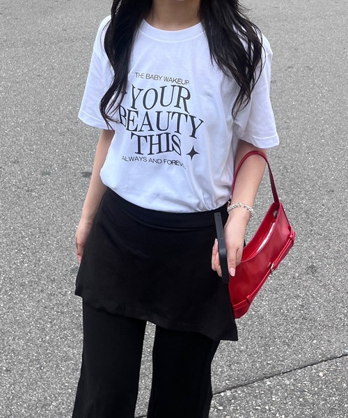 fiere(フィエール)の「韓国っぽプリント半袖Tシャツ(Tシャツ/カットソー・レディース・ホワイト・L/M/S)」の3枚目の写真