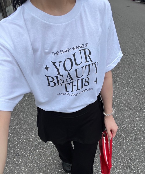 fiere(フィエール)の「韓国っぽプリント半袖Tシャツ(Tシャツ/カットソー・レディース・ホワイト・L/M/S)」の6枚目の写真