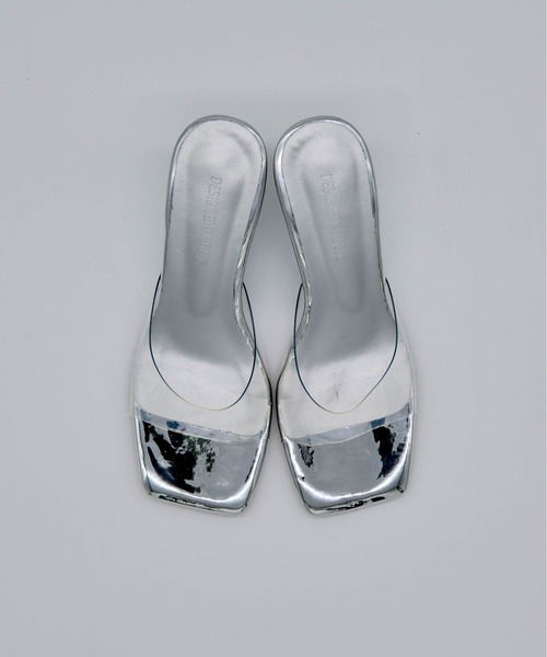 pvc heel sandal / クリアウェッジミュール