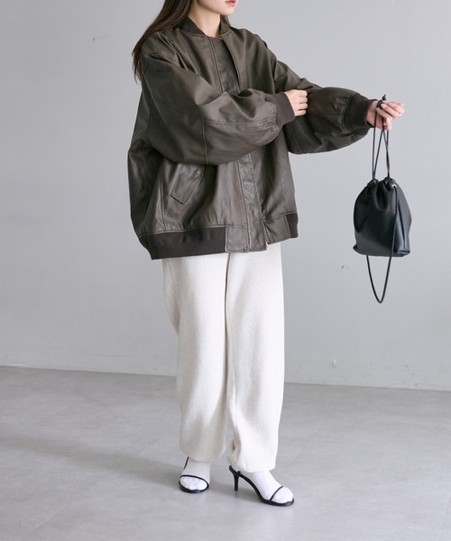 PUAL CE CIN（ピュアルセシン）の「ワンポイントロゴ刺繍スウェットパンツ（スウェットパンツ・レディース・ベージュ/オートミール/チャコールグレー・FREE）」の7枚目の写真