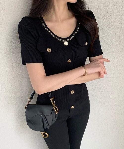 CELINE ストライプ柄 ゴールドチェーン 半袖トップス CELINE ストライプ柄 ゴールドチェーン 半袖トップス - メルカリ