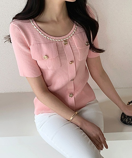トップス cocomomo Lisette 764425 セール】袖切り替えトップス（ニット/セーター）｜KOBE LETTUCE