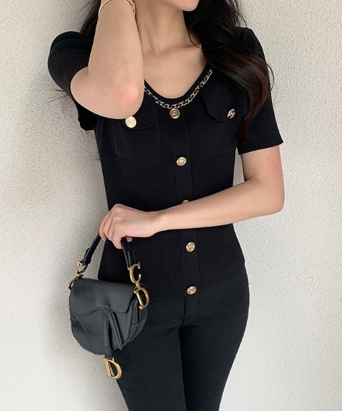 CELINE ストライプ柄 ゴールドチェーン 半袖トップス CELINE ストライプ柄 ゴールドチェーン 半袖トップス - メルカリ
