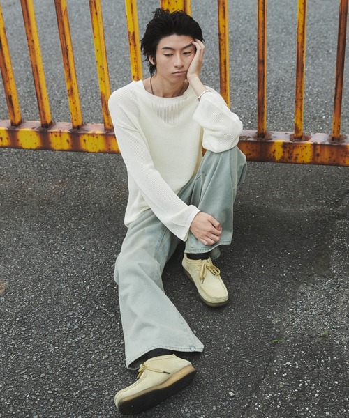 SHORT ROUND（ショートラウンド）の「SHORT ROUND/メッシュニットプルオーバー（ニット/セーター・メンズ・オフホワイト/ブラック・MEDIUM/LARGE）」の3枚目の写真