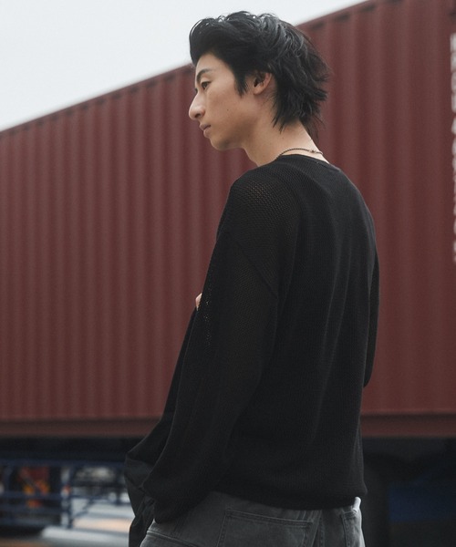 SHORT ROUND（ショートラウンド）の「SHORT ROUND/メッシュニットプルオーバー（ニット/セーター・メンズ・オフホワイト/ブラック・MEDIUM/LARGE）」の10枚目の写真