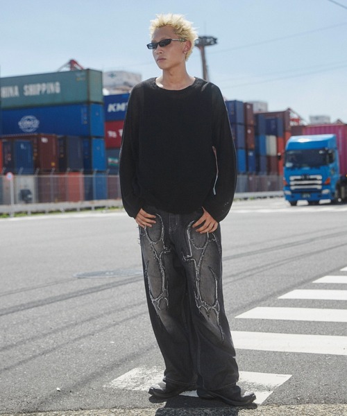 SHORT ROUND（ショートラウンド）の「SHORT ROUND/メッシュニットプルオーバー（ニット/セーター・メンズ・オフホワイト/ブラック・MEDIUM/LARGE）」の20枚目の写真