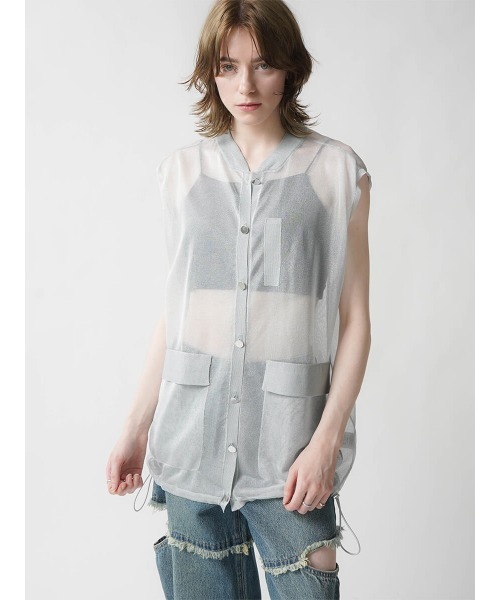 :ETHROF（イーサオブ）の「SHEER KNIT VEST（ベスト・レディース・グレー/ブラック・MEDIUM）」の10枚目の写真