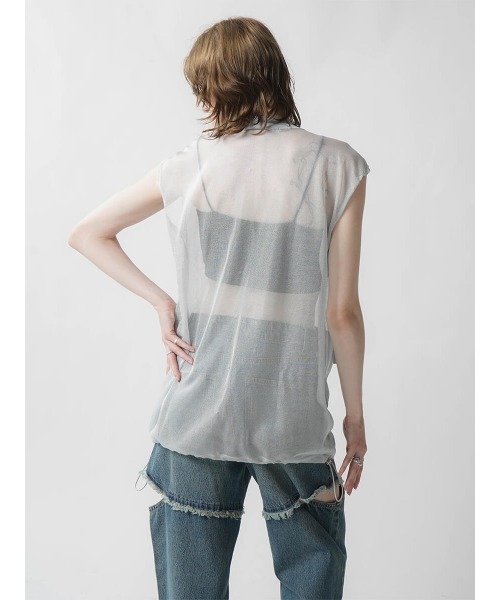 :ETHROF（イーサオブ）の「SHEER KNIT VEST（ベスト・レディース・グレー/ブラック・MEDIUM）」の8枚目の写真