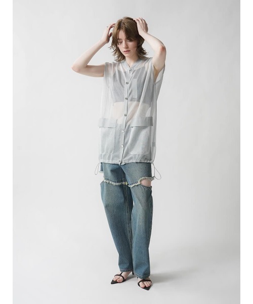 :ETHROF（イーサオブ）の「SHEER KNIT VEST（ベスト・レディース・グレー/ブラック・MEDIUM）」の6枚目の写真