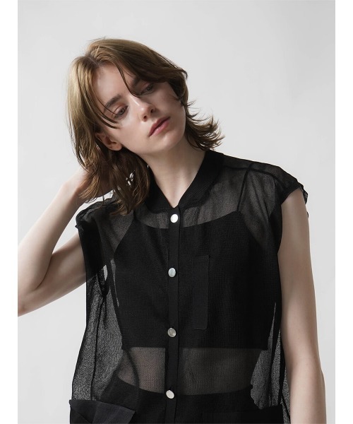:ETHROF（イーサオブ）の「SHEER KNIT VEST（ベスト・レディース・グレー/ブラック・MEDIUM）」の5枚目の写真