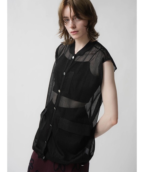 :ETHROF（イーサオブ）の「SHEER KNIT VEST（ベスト・レディース・グレー/ブラック・MEDIUM）」の4枚目の写真