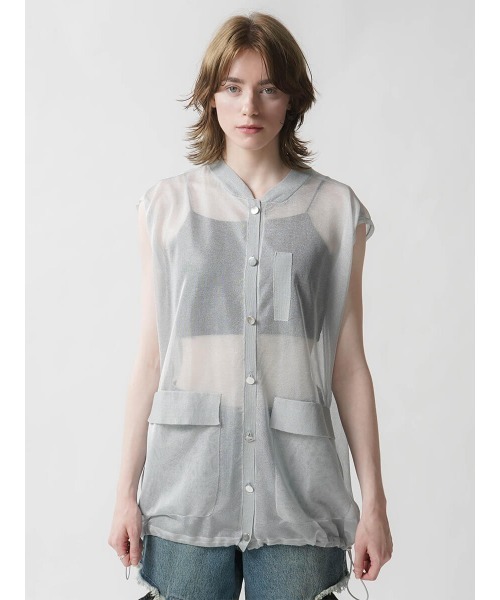 :ETHROF（イーサオブ）の「SHEER KNIT VEST（ベスト・レディース・グレー/ブラック・MEDIUM）」の15枚目の写真