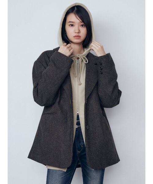 EMODA(エモダ)の「オーバージップフーディー(パーカー・レディース・ベージュ/ブラック/グレー・FREE)」の15枚目の写真