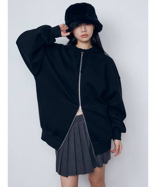 EMODA(エモダ)の「オーバージップフーディー(パーカー・レディース・ベージュ/ブラック/グレー・FREE)」の17枚目の写真