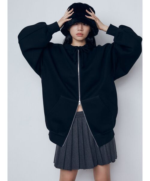 EMODA(エモダ)の「オーバージップフーディー(パーカー・レディース・ベージュ/ブラック/グレー・FREE)」の18枚目の写真