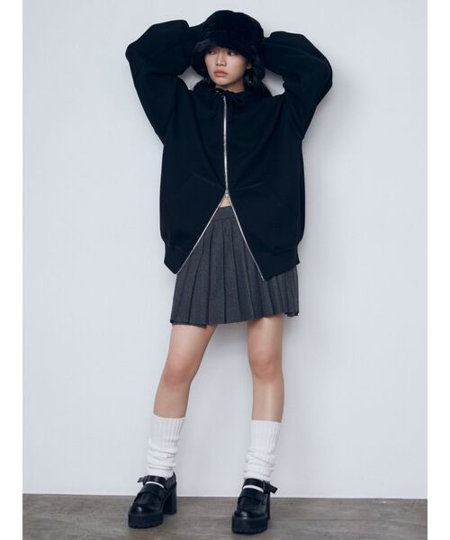 EMODA(エモダ)の「オーバージップフーディー(パーカー・レディース・ベージュ/ブラック/グレー・FREE)」の20枚目の写真