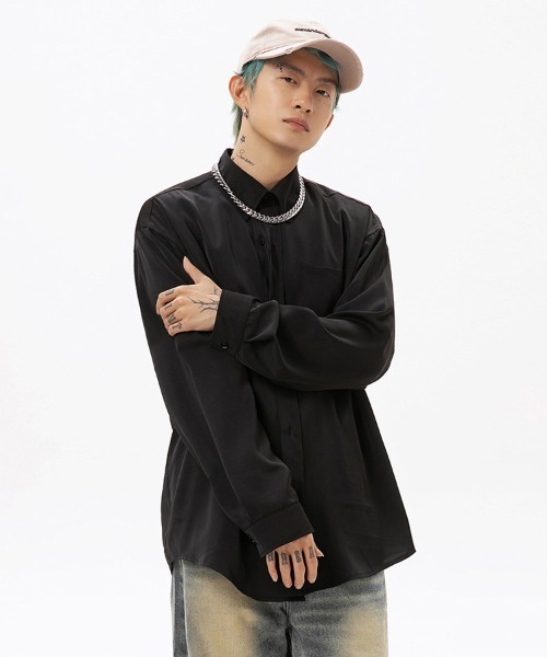 Ressaca(レサーカ)の「オーバーサイズレギュラーカラー長袖シャツ(シャツ/ブラウス・メンズ・ピンク/オフホワイト/ブラック・XL/M/S/L)」の8枚目の写真