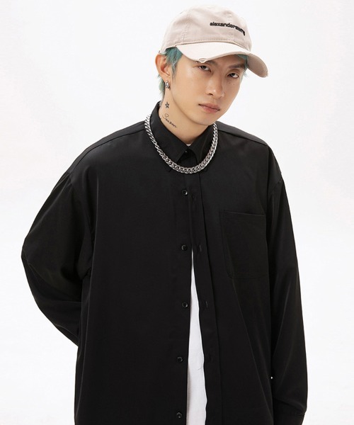 Ressaca(レサーカ)の「オーバーサイズレギュラーカラー長袖シャツ(シャツ/ブラウス・メンズ・ピンク/オフホワイト/ブラック・XL/M/S/L)」の10枚目の写真
