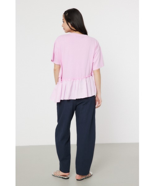RODEO CROWNS WIDE BOWL(ロデオクラウンズワイドボウル)の「ピグメントフリルドッキングトップス(Tシャツ/カットソー・レディース・オフホワイト/ブラック/ピンク/グリーン・FREE)」の5枚目の写真