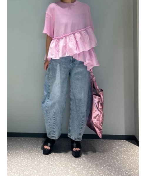 RODEO CROWNS WIDE BOWL(ロデオクラウンズワイドボウル)の「ピグメントフリルドッキングトップス(Tシャツ/カットソー・レディース・オフホワイト/ブラック/ピンク/グリーン・FREE)」の22枚目の写真
