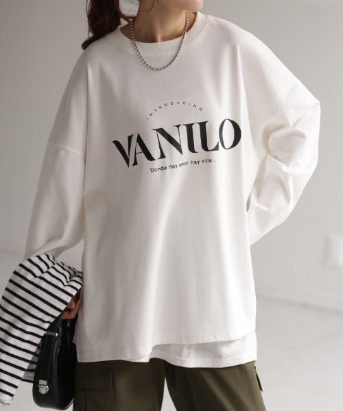 HUG.U(ハグユー)の「【選べる!半袖冷感 / 長袖】ロゴT「オーバーサイズ」(Tシャツ/カットソー・レディース・ベージュ/ネイビー/グレー系その他2/ホワイト/ライトグレー/レッド/ピンク/ライトカーキ/ホワイト系その他/ブラック/グレー系その他/ライトベージュ/ブラック系その他2/ベージュ系その他2/ホワイト系その他2/グレー系その他3/グリーン系その他2・FREE)」の2枚目の写真