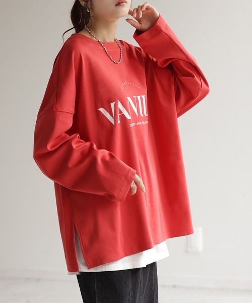 HUG.U(ハグユー)の「【選べる!半袖冷感 / 長袖】ロゴT「オーバーサイズ」(Tシャツ/カットソー・レディース・ベージュ/ネイビー/グレー系その他2/ホワイト/ライトグレー/レッド/ピンク/ライトカーキ/ホワイト系その他/ブラック/グレー系その他/ライトベージュ/ブラック系その他2/ベージュ系その他2/ホワイト系その他2/グレー系その他3/グリーン系その他2・FREE)」の17枚目の写真