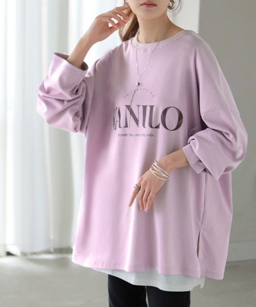HUG.U(ハグユー)の「【選べる!半袖冷感 / 長袖】ロゴT「オーバーサイズ」(Tシャツ/カットソー・レディース・ベージュ/ネイビー/グレー系その他2/ホワイト/ライトグレー/レッド/ピンク/ライトカーキ/ホワイト系その他/ブラック/グレー系その他/ライトベージュ/ブラック系その他2/ベージュ系その他2/ホワイト系その他2/グレー系その他3/グリーン系その他2・FREE)」の16枚目の写真