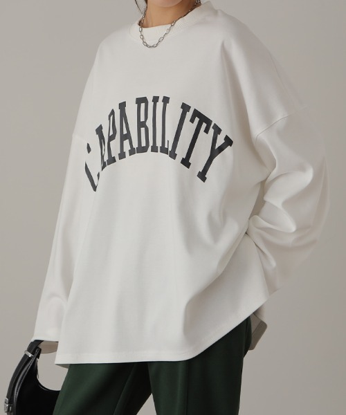 HUG.U(ハグユー)の「【選べる!半袖冷感 / 長袖】ロゴT「オーバーサイズ」(Tシャツ/カットソー・レディース・ベージュ/ネイビー/グレー系その他2/ホワイト/ライトグレー/レッド/ピンク/ライトカーキ/ホワイト系その他/ブラック/グレー系その他/ライトベージュ/ブラック系その他2/ベージュ系その他2/ホワイト系その他2/グレー系その他3/グリーン系その他2・FREE)」の20枚目の写真