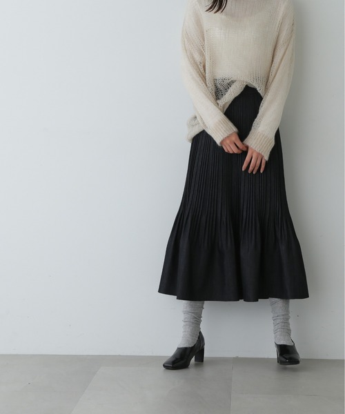 N.(N. Natural Beauty Basic)(エヌエヌナチュラルビューティーベーシック)の「◆デニムプリーツスカート(スカート・レディース・グレー/ワンウォッシュ・MEDIUM)」の1枚目の写真